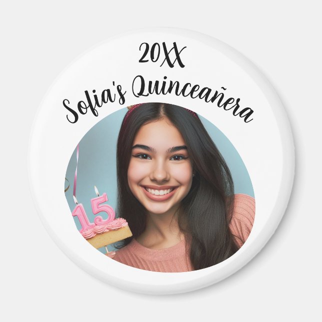 Personalized Photo Quinceañera Birthday Keepsake Magnet (Framsidan)