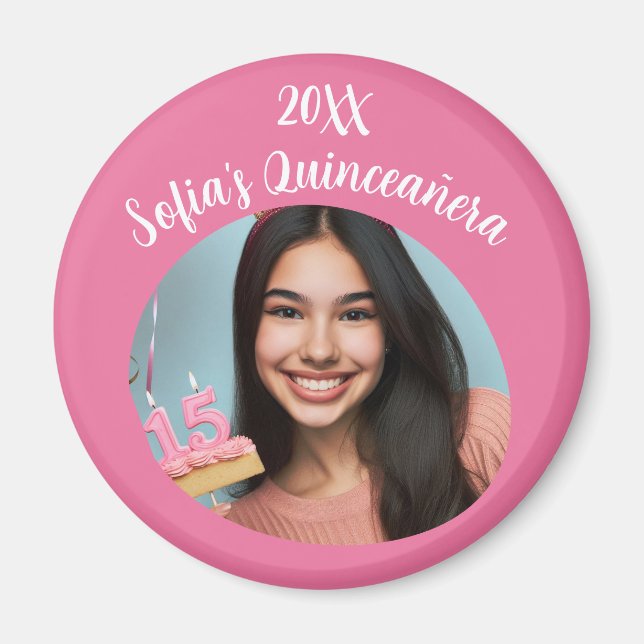 Personalized Photo Quinceañera Birthday Keepsake Magnet (Framsidan)