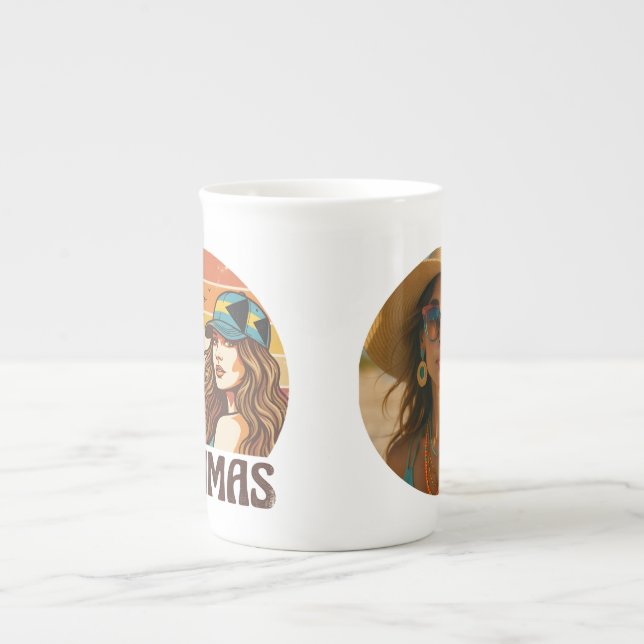 Personalized Photo Retro Bahamas Tropical Beach    Benporslin Mugg (Framsidan)