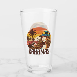 Personalized Photo Retro Bahamas Tropical Beach    Glaskopp