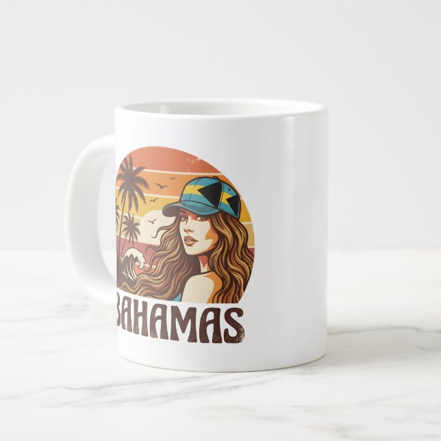 Personalized Photo Retro Bahamas Tropical Beach    Jumbo Mugg (Framsida vänster)