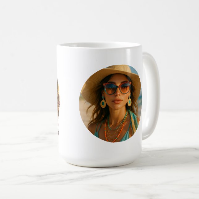 Personalized Photo Retro Bahamas Tropical Beach    Kaffemugg (Framsida höger)