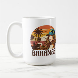 Personalized Photo Retro Bahamas Tropical Beach    Kaffemugg
