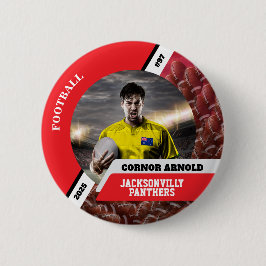 Personalized photo sports button/pin football butt knapp