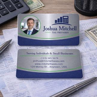 Personalized Photo Tax Preparer Professional Visitkort