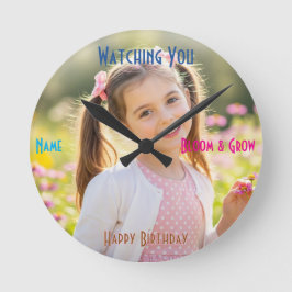 Personalized Photo & Text Custom Birthday Gift Rund Klocka