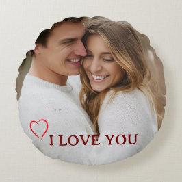 Personalized Photo Valentine's Day Round Pillow Rund Kudde
