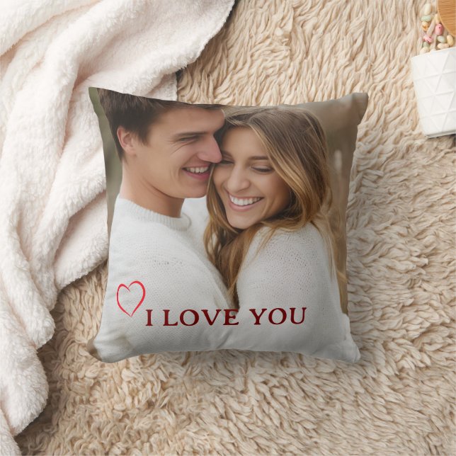 Personalized Photo Valentine's Day Throw Pillow Kudde (Filt)
