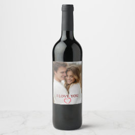 Personalized Photo Valentine's Day Wine Label Vinflaska Etikett