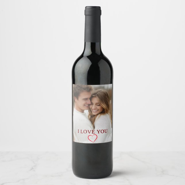 Personalized Photo Valentine's Day Wine Label Vinflaska Etikett (Framsida)