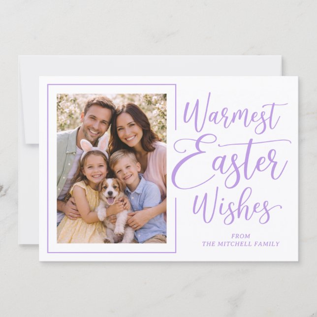 Personalized Photo Violet On White Happy Easter Julkort (Framsida)