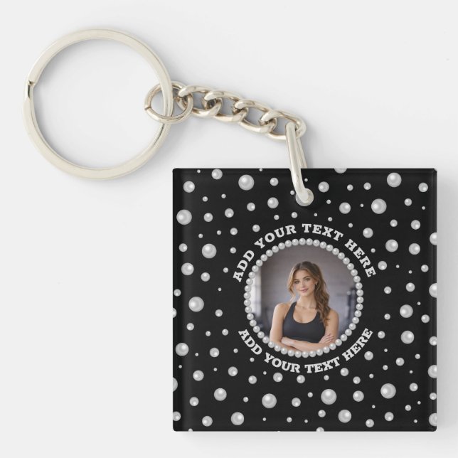 Personalized Photo with Pearls Circle on Black (Framsidan)