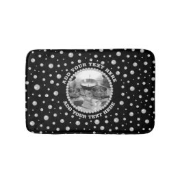 Personalized Photo with Pearls Circle on Black Badrumsmatta