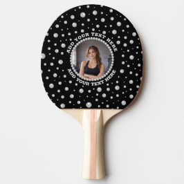 Personalized Photo with Pearls Circle on Black Pingisracket