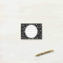 Personalized Photo with Pearls Circle on Black Post-it Block