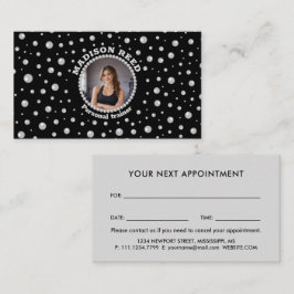 Personalized Photo with Pearls Circle on Black Tidsbeställning Kort