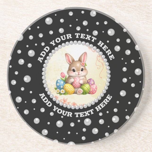 Personalized Photo with Pearls Circle on Black Underlägg (Framsidan)