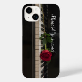 Personalized Piano with a red rose - romantic
