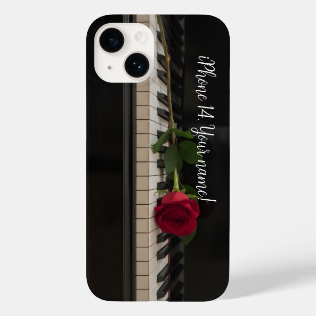 Personalized Piano with a red rose - romantic (Baksida)