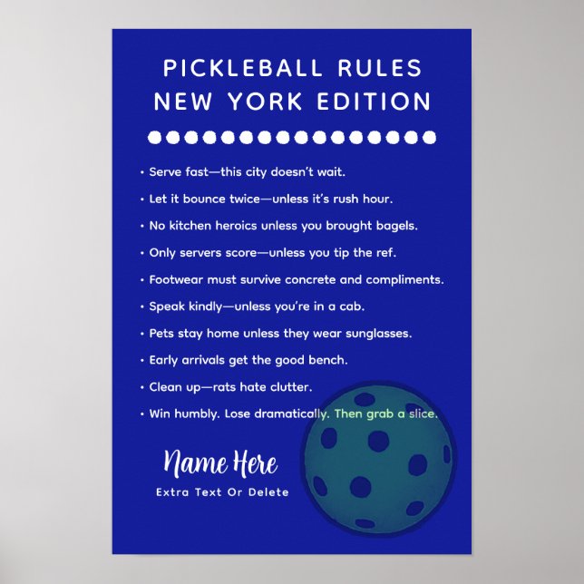 Personalized Pickleball New York Edition Poster (Framsidan)