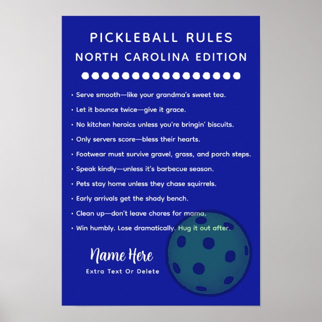 Personalized Pickleball North Carolina Edition Poster (Framsidan)
