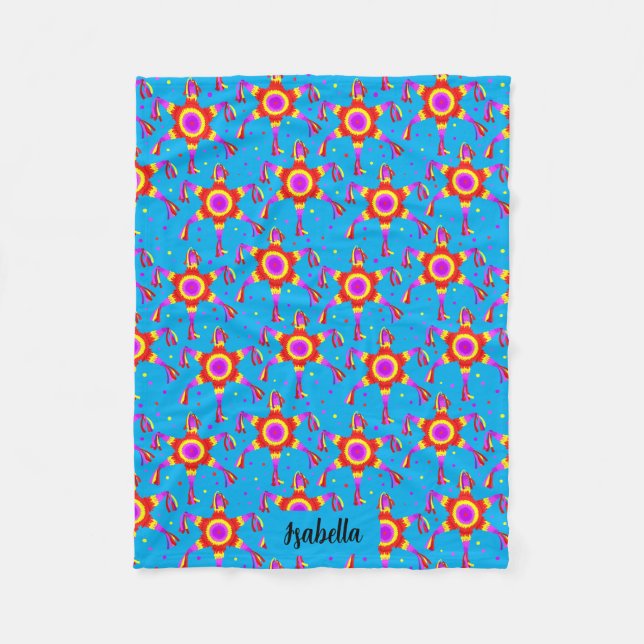 Personalized Piñata Blue Las Posadas Custom Fleecefilt (Framsidan)