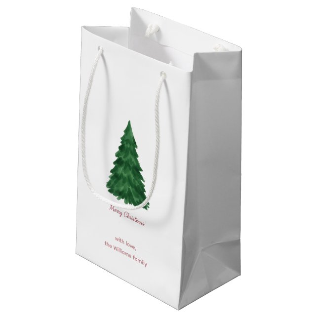 Personalized Pine Tree Merry Christmas Gift Bag (Baksidan Vinklad)