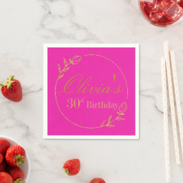 Personalized Pink and Gold Pappersservett
