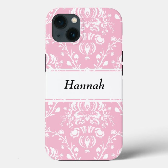 Personalized Pink and White Damask  (Baksida)
