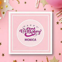 Personalized Pink Birthday Party Pappersservett