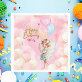 Personalized Pink & Blue Fairy Party Paper Napkin Pappersservett