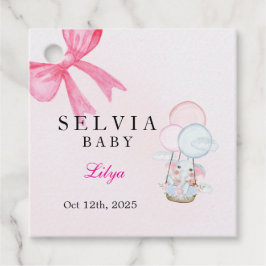 Personalized Pink Bow Baby Shower Favor Tags Gåvor Etiketter