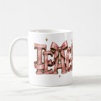 Personalized Pink Bow Name Mug, Coquette Custom Na Kaffemugg