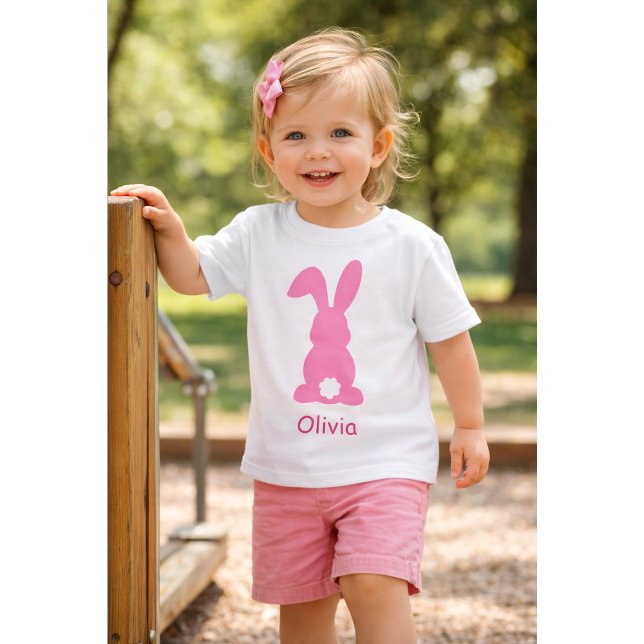 Personalized Pink Bunny - Custom Name Cute Rabbit  T Shirt (Skapare uppladdad)