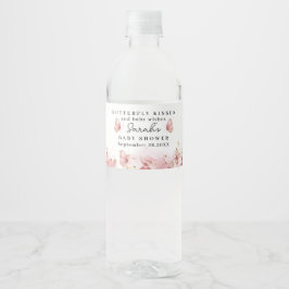 Personalized Pink Butterfly Water Bottle Label Vattenflaskor Etikett