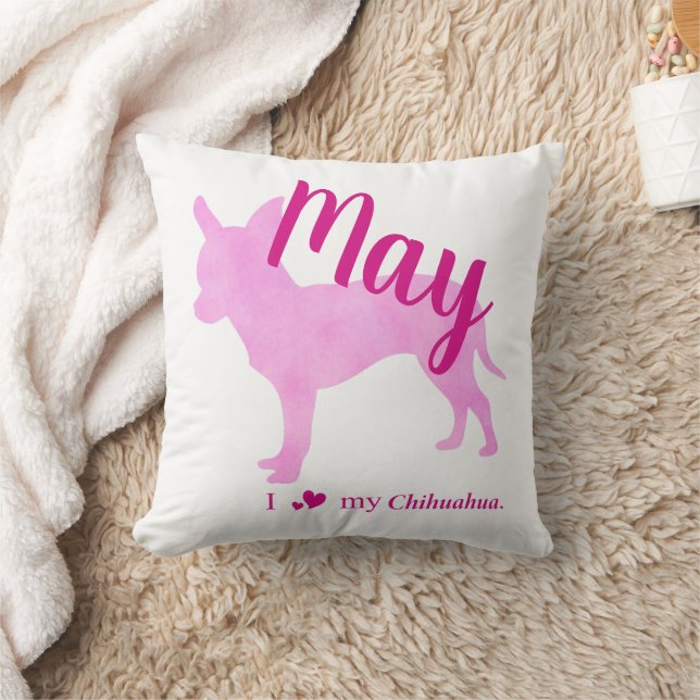 Personalized Pink Chihuahua Throw Pillow チワワ Kudde (Filt)