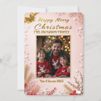 Personalized Pink Christmas Card with Elegant Inbjudningar