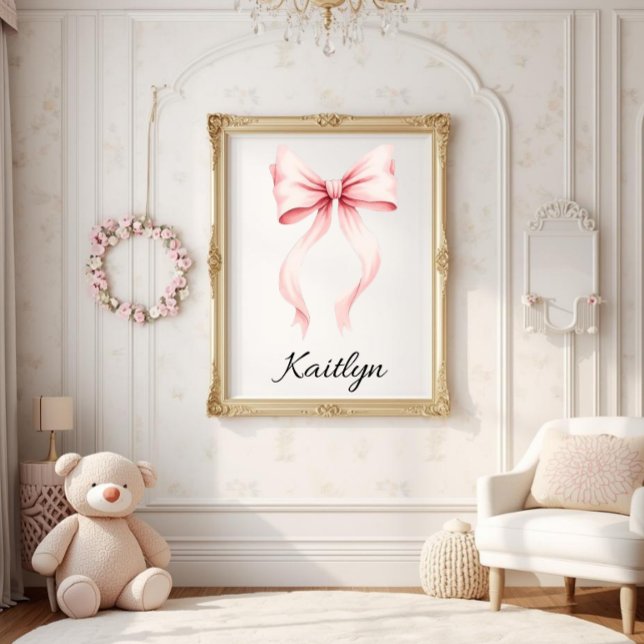 Personalized Pink Coquette Bow Nursery Wall Art  Poster (Skapare uppladdad)