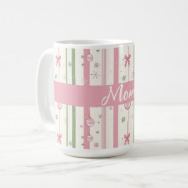 Personalized Pink Coquette Mom Holiday Kaffemugg