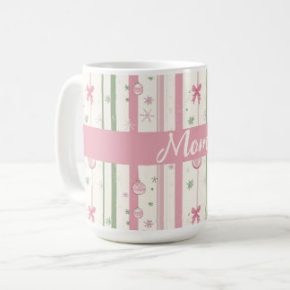 Personalized Pink Coquette Mom Holiday Kaffemugg
