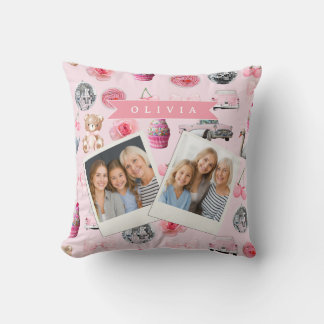 Personalized Pink Coquette Retro Cute Teddy Bear Kudde