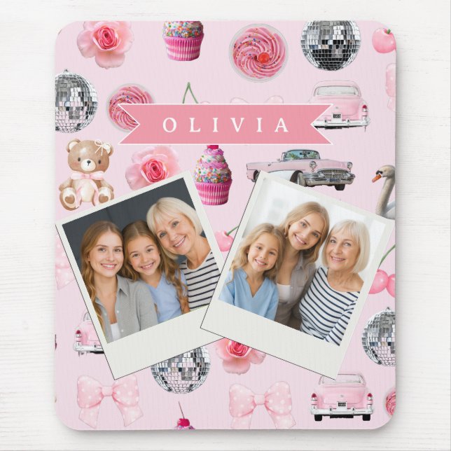 Personalized Pink Coquette Retro Cute Teddy Bear  Musmatta (Framsidan)