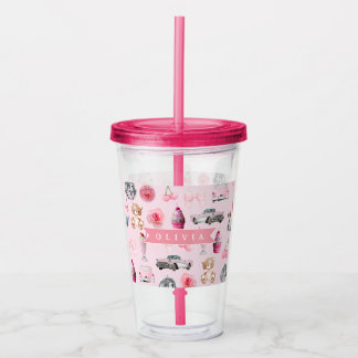 Personalized Pink Coquette Retro Cute Teddy Bear Take Away Mugg