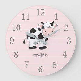 Personalized Pink Cow Nursery Wall Clock Stor Klocka
