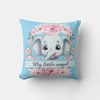 Personalized Pink Elephant Throw Pillow Kudde