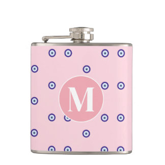 Personalized Pink Evil Eye Pattern Monogram Fickplunta