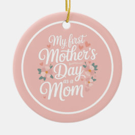 Personalized Pink Floral First Mother's Day  Julgransprydnad Keramik