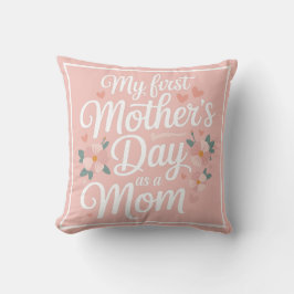 Personalized Pink Floral First Mother's Day  Kudde