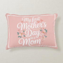 Personalized Pink Floral First Mother's Day  Prydnadskudde