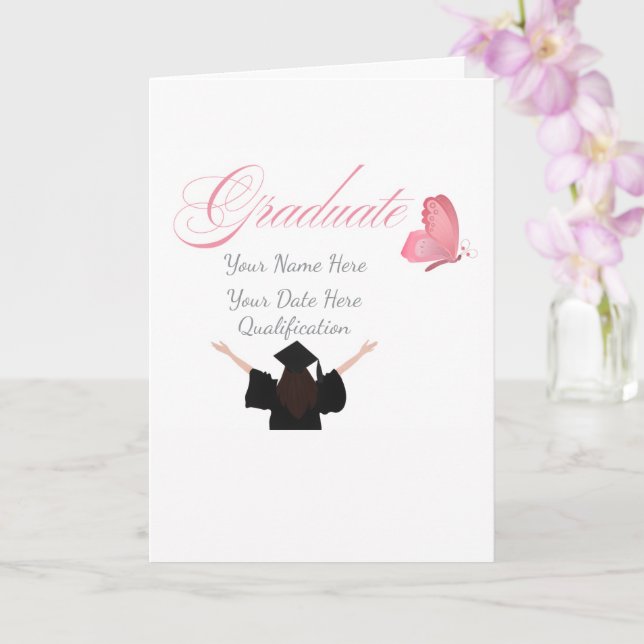 Personalized Pink Graduate Gift, Custom Name  Kort (Orkide)